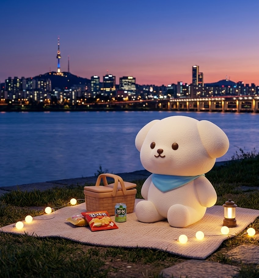 ソウルで日が落ちる時間、 空気が少し変わる感じが好きです🐶