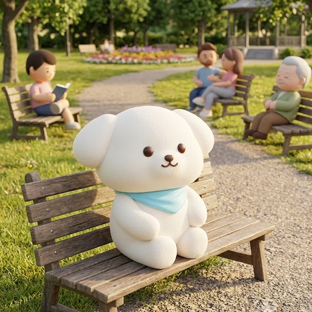 韓国の公園、 ベンチでのんびりしている人が多い気がする🐶
