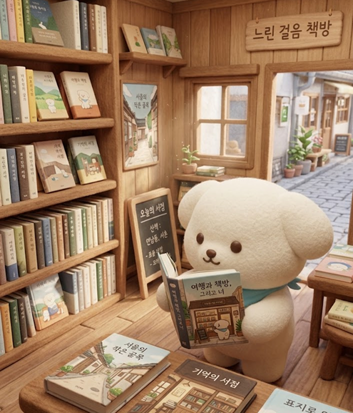 韓国を歩いていると、 小さな本屋さんに出会うことがあります🐻