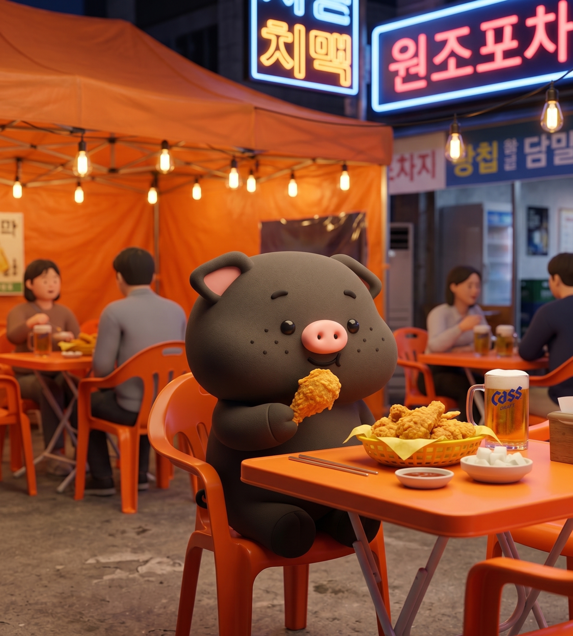 韓国、夜に食べるチキンが一番うまい