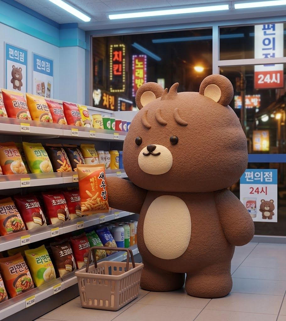 韓国の夏、 夜のコンビニ前がちょっとにぎやかになる。
